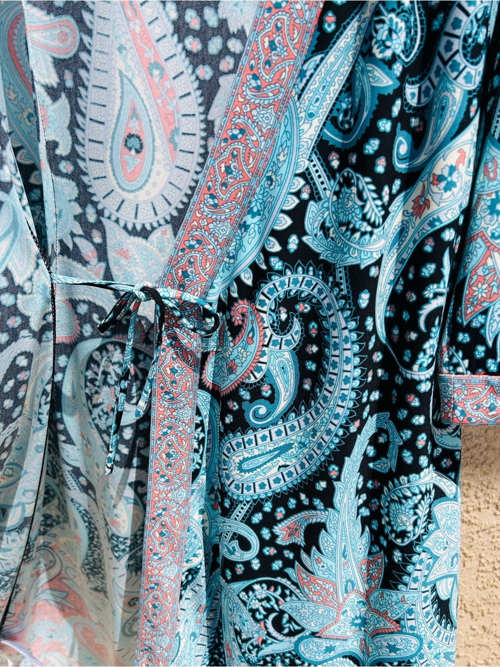 BCBG MaxAzria Adele 3/4 Sleeve Wrap Dress Paisley Boho Western Resort Career, M - Picture 6 of 16